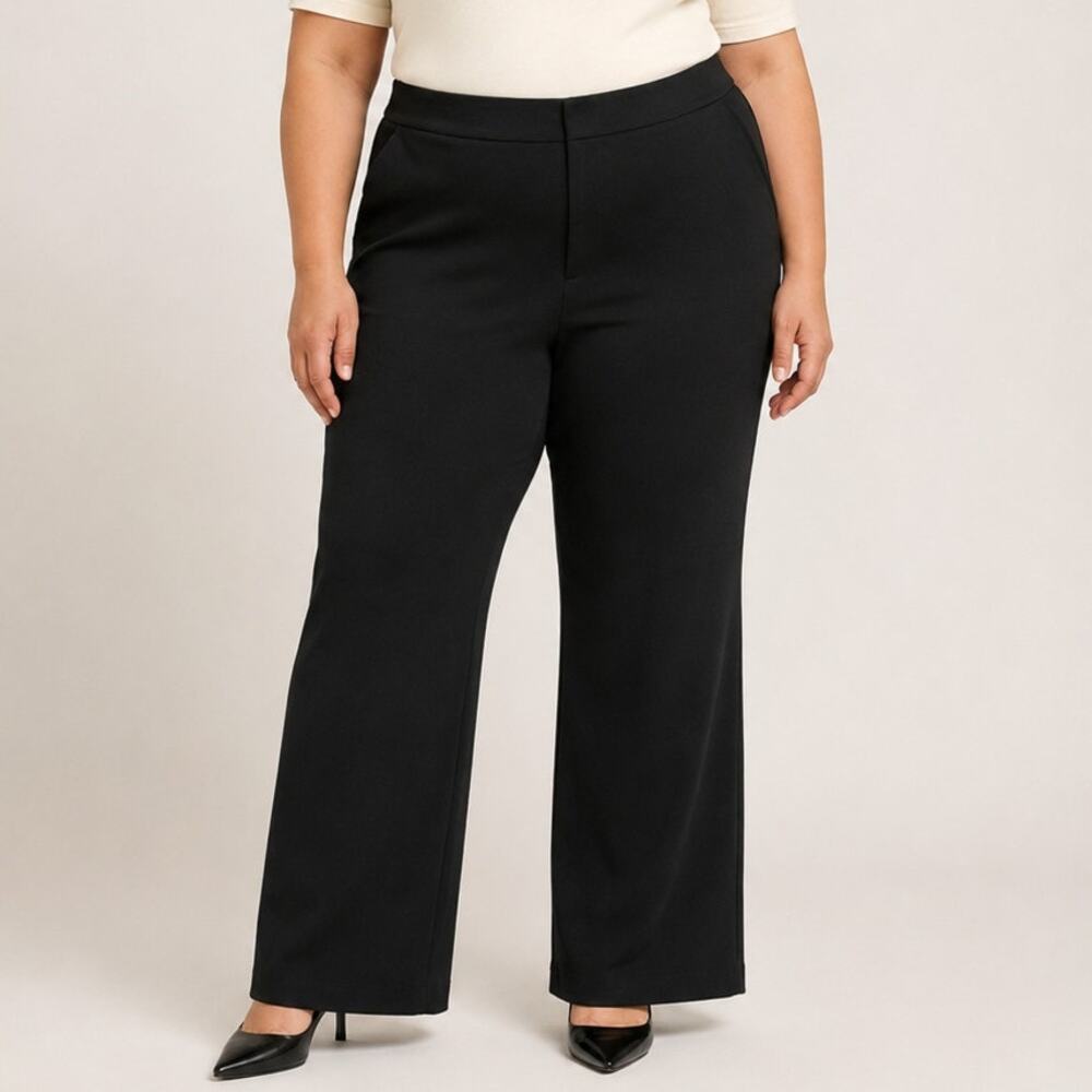 Eloquii Plus Size 28 Black Ponte Wide Leg Pants